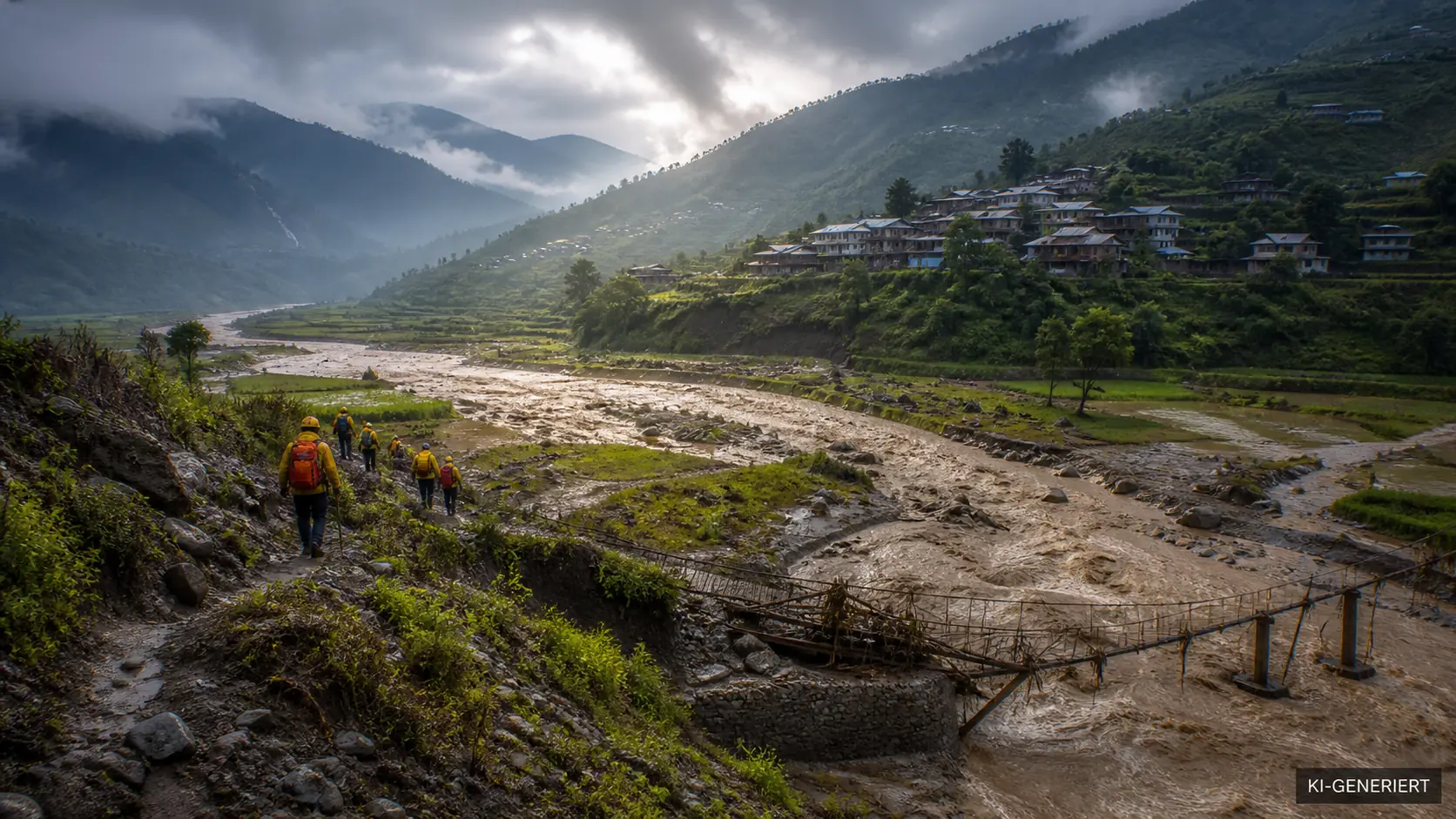 Flut im Himalaya: Was über Ursache, Warnzeit und Klimarisiko bekannt ist